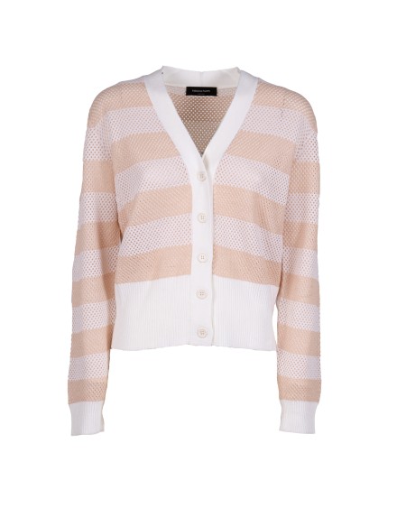 Shop FABIANA FILIPPI  Cardigan: Fabiana Filippi cardigan in lana e cotone.
Abbottonatura frontale.
Cropped.
Slim fit.
Composizione: 53% lana vergine, 47% cotone.
Made in Italy.. MAD265F095L238-VR2